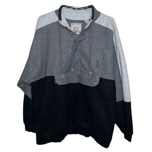 Vintage 90’s Bugle Boy Pull Over Color Block Fleece with Kangaroo Pocket Size XL